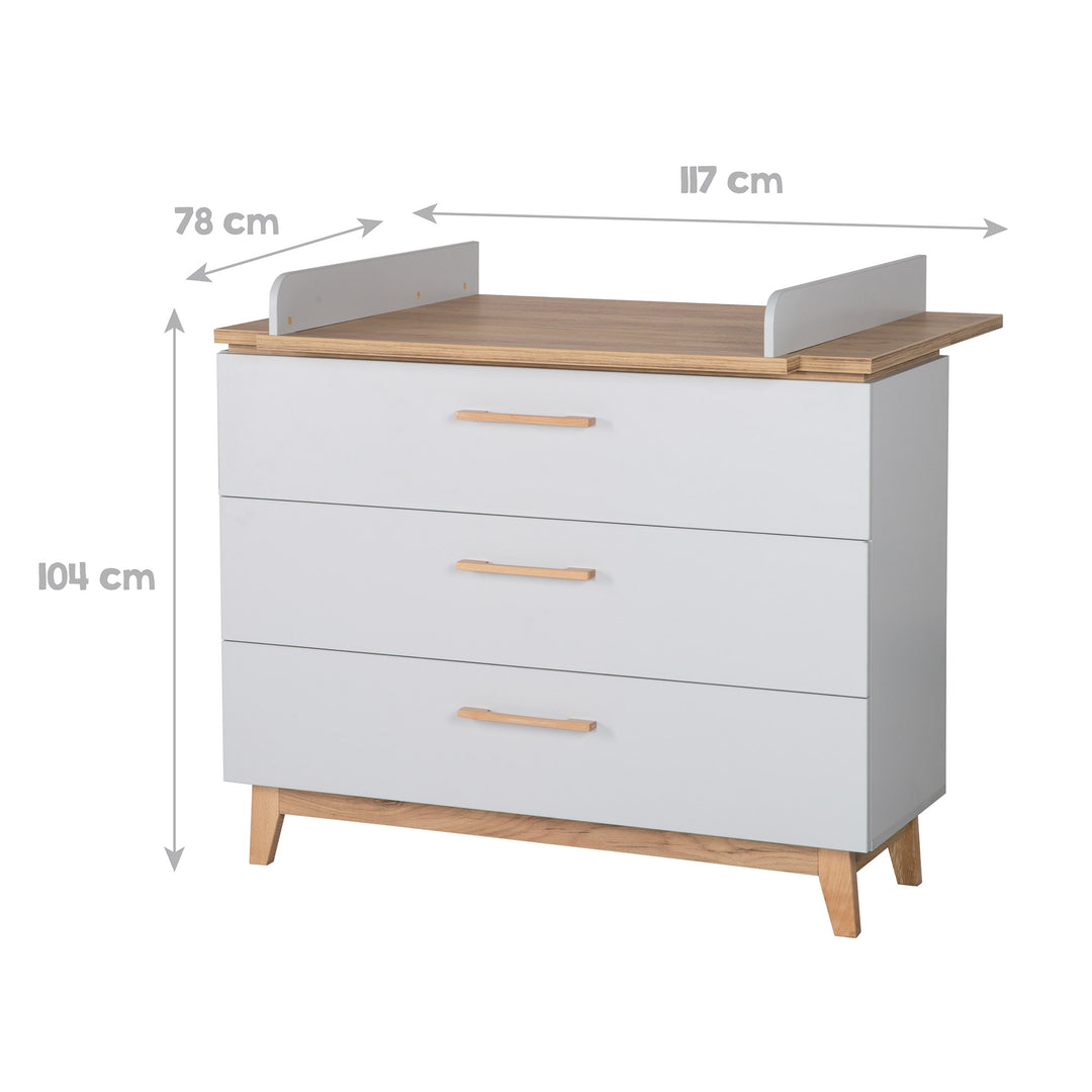 Wickelkommode 'Caro' mit breitem Wickelansatz, Soft-Close, 3 Schubladen, Wickelhöhe 94 cm – Infografik (4/10)