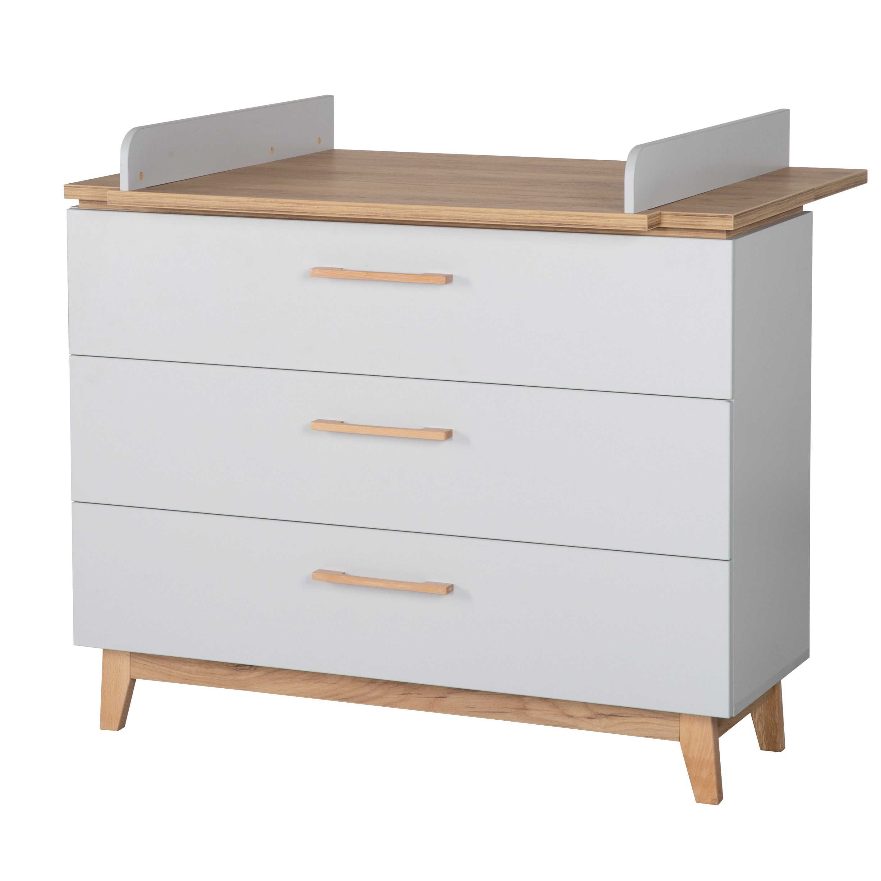 Commode à langer 'Caro' avec large plan à langer amovible, soft-close, 3 tiroirs, hauteur à langer 94 cm – Détourage (1/10)