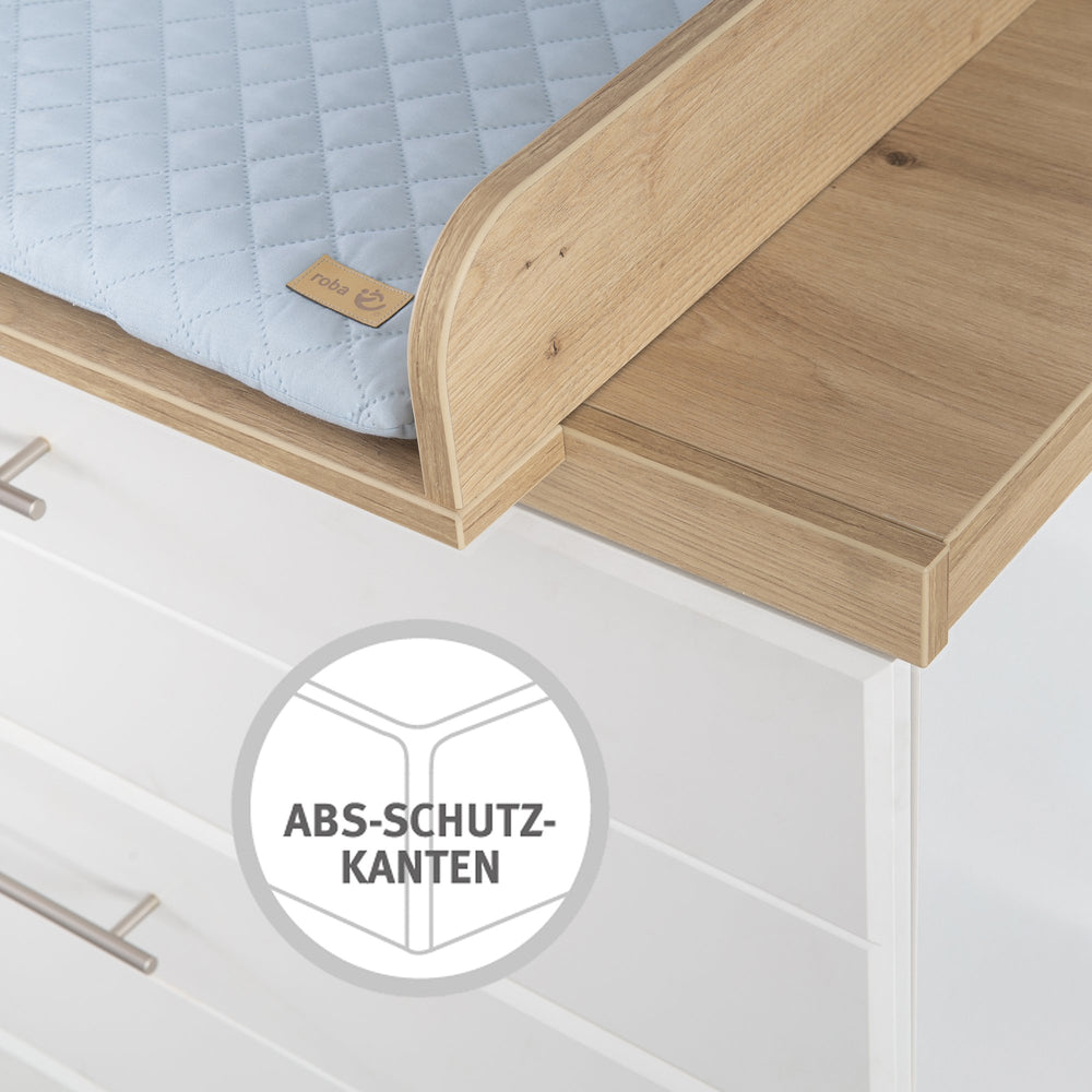 Wickelkommode 'Nele' breit, inkl. Wickelansatz, 3 Schubladen, Kranz in 'Artisan Eiche' – Infografik (2/10)