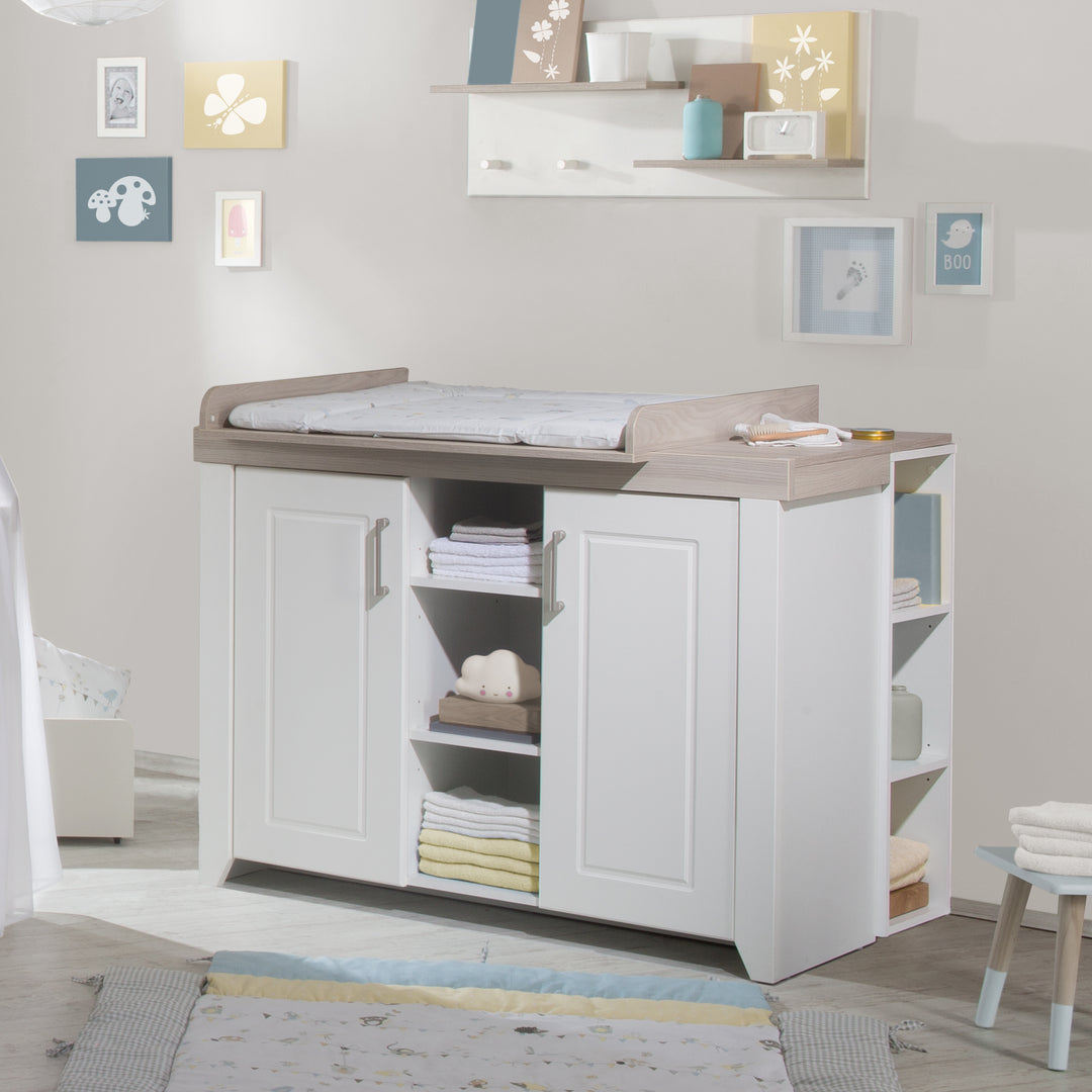 Set cameretta 'Felicia' incl. letto combinato 70 x 140 cm, cassettiera fasciatoio & 3ante armadio, luna elm/bianco – Foto d'ambiente (7/17)