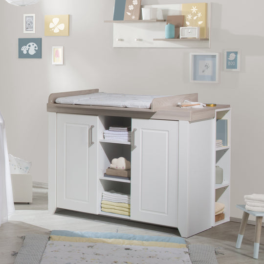 Set cameretta 'Felicia' incl. letto combinato 70 x 140 cm, cassettiera fasciatoio & 3ante armadio, luna elm/bianco – Foto d'ambiente (7/17)