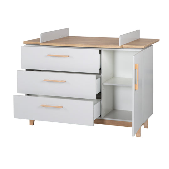 Cassettiera fasciatoio 'Caro' con piano fasciatoio removibile, soft-close, 1 anta, 3 cassetti, altezza fasciatoio 94 cm – Ritaglio (5/7)