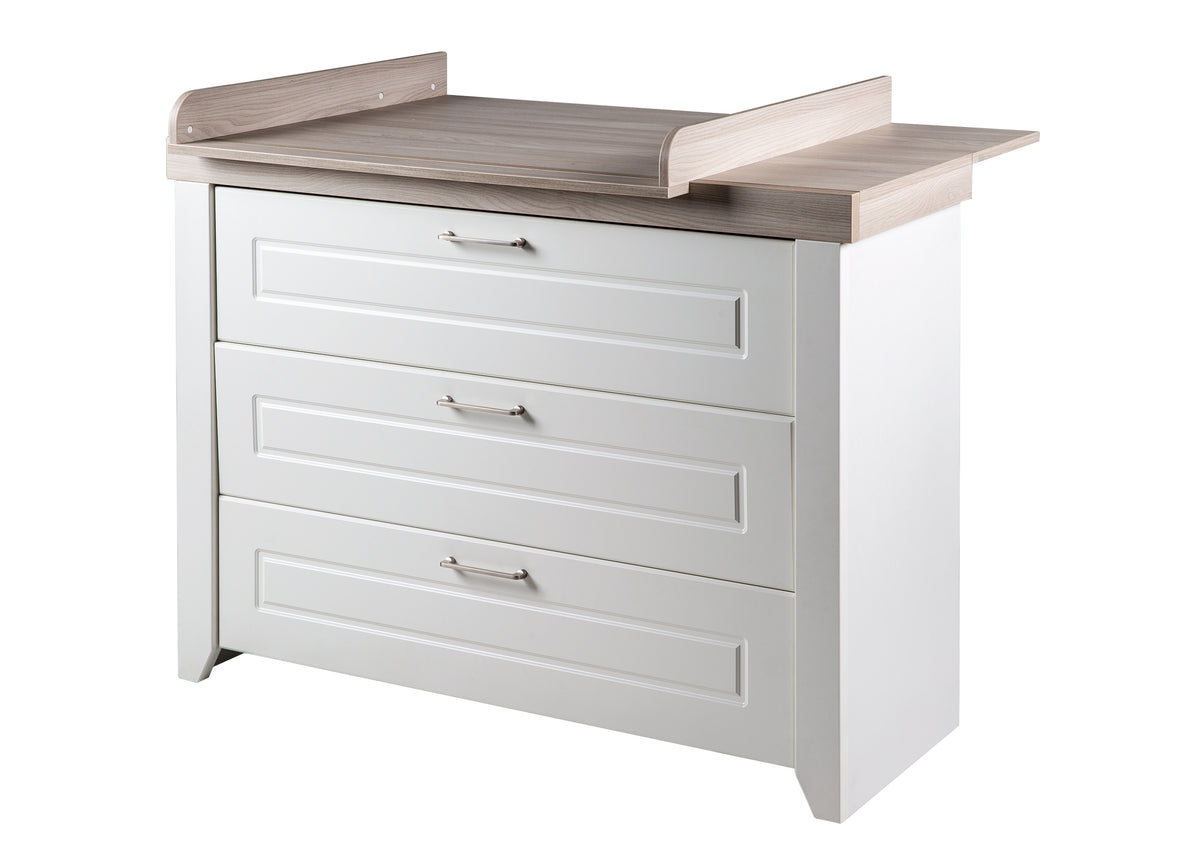Cassettiera fasciatoio 'Felicia' con piano fasciatoio removibile, soft-close, 3 cassetti, altezza fasciatoio 90 cm – Ritaglio (1/14)