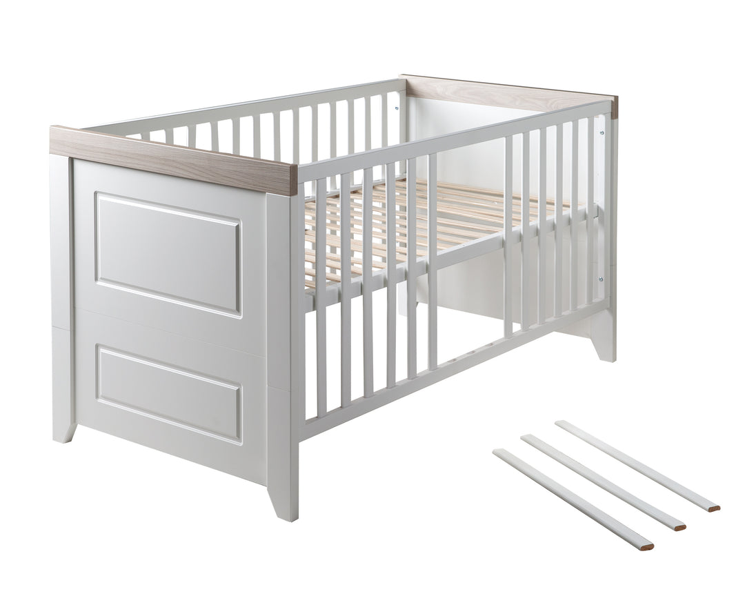 Set camera 'Felicia' incl. letto combinato 70 x 140 cm, cassettiera fasciatoio & 3ante armadio, luna elm / bianco – Ritaglio (6/21)