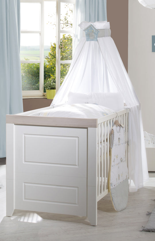 Set camera 'Felicia' incl. letto combinato 70 x 140 cm, cassettiera fasciatoio & 3ante armadio, luna elm / bianco – Foto d'ambiente (8/21)