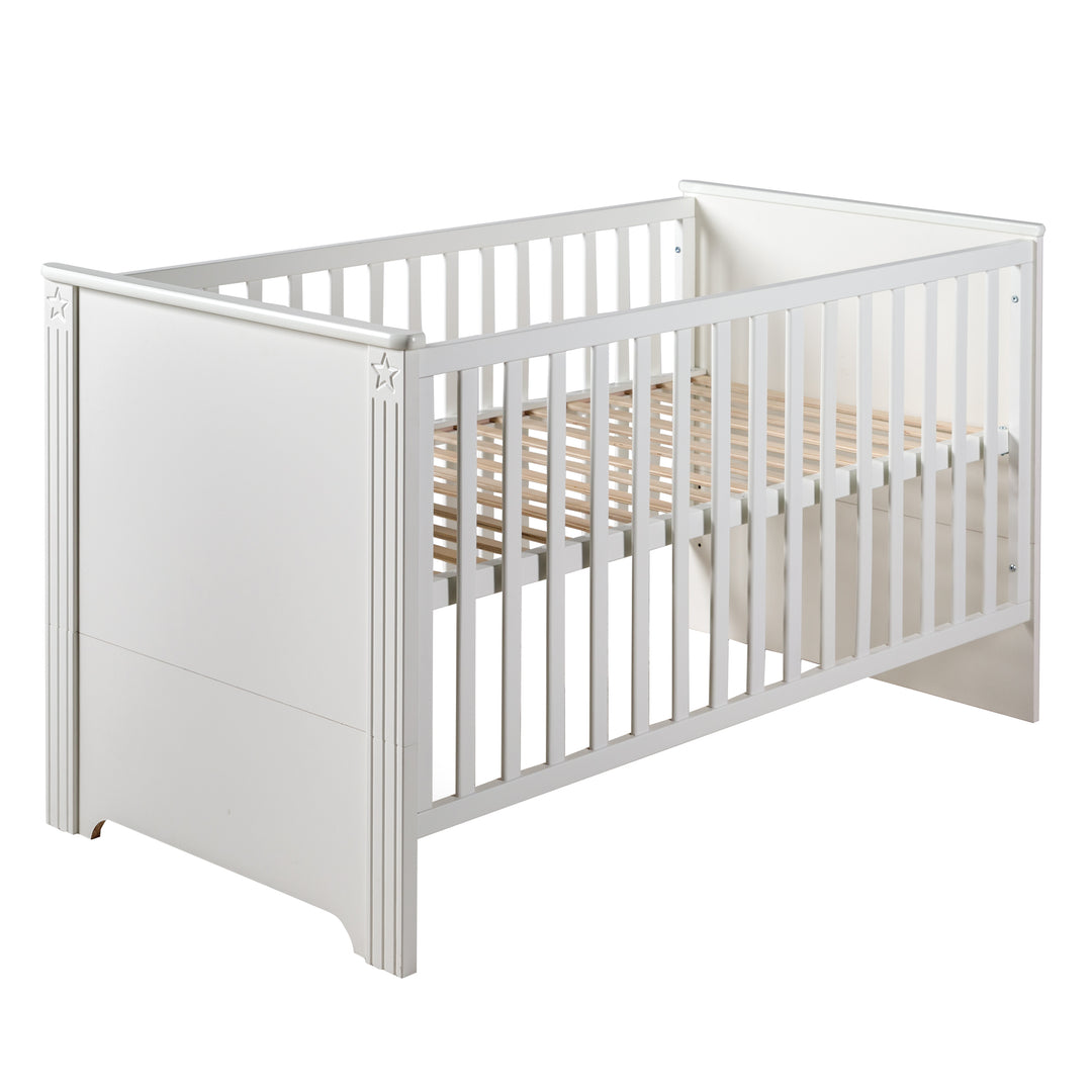 Kombi-Kinderbett 'Maxi', 70 x 140 cm,  3-fach höhenverstellbar, umbaubar zum Juniorbett – Freisteller (1/13)