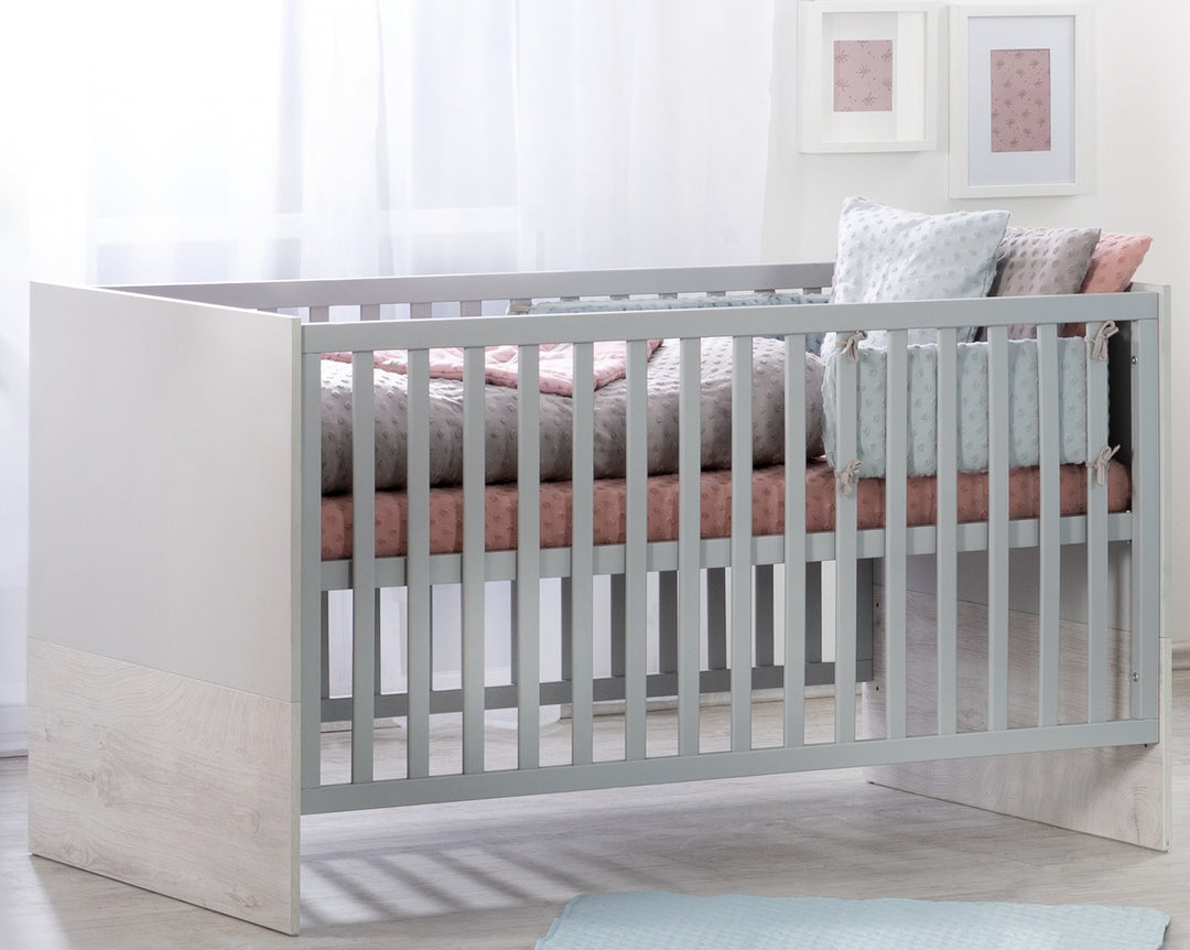 Set completo 'Maren 2' incl. letto combinato 70 x 140 cm & largo cassettiera fasciatoio, grigio chiaro/Bianco – Foto d'ambiente (4/9)