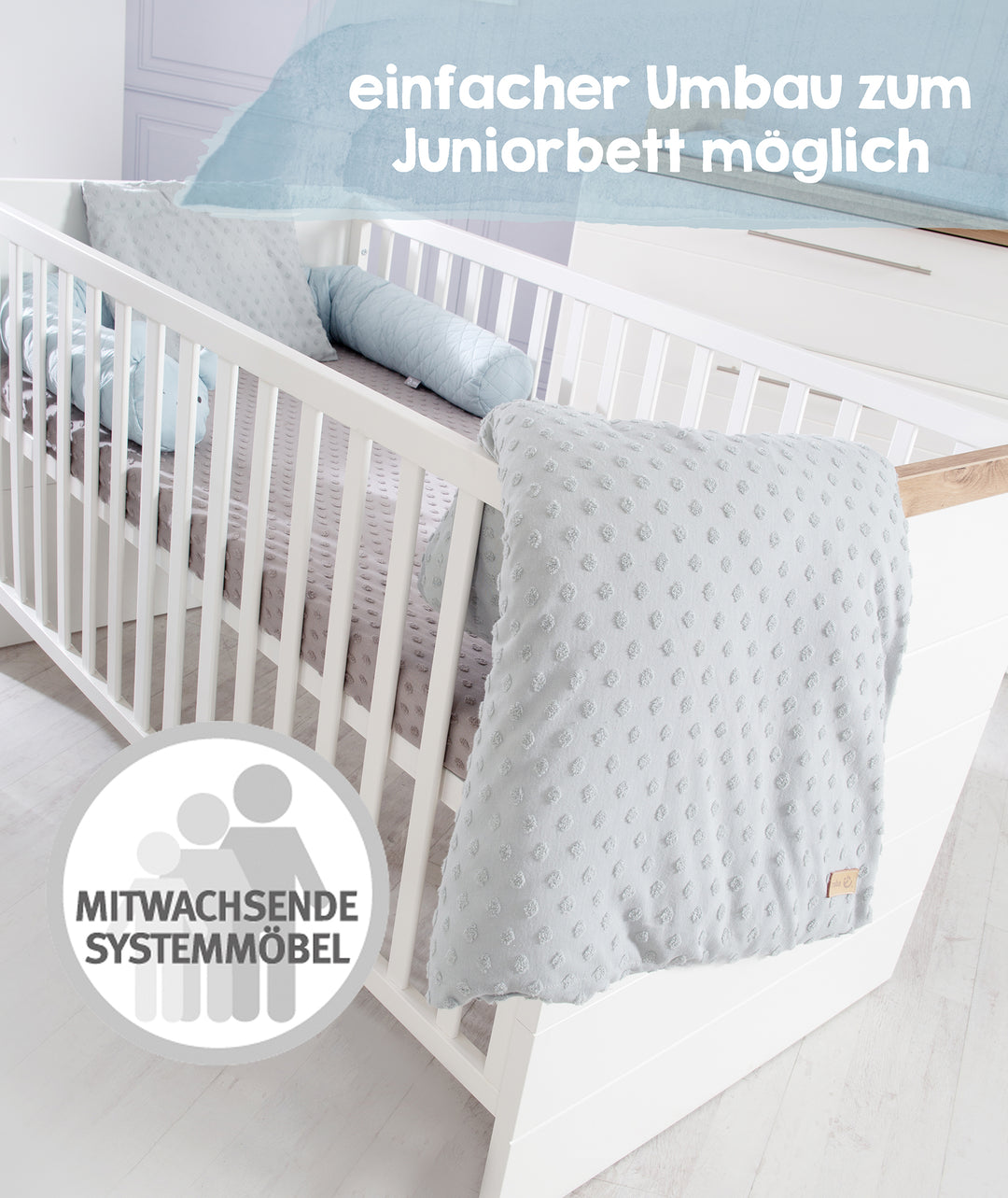 Furniture Set 'Nele' 2-Piece, incl. Convertible Cot Bed 70 x 140 & Changing Table Wide – Infographic (4/13)