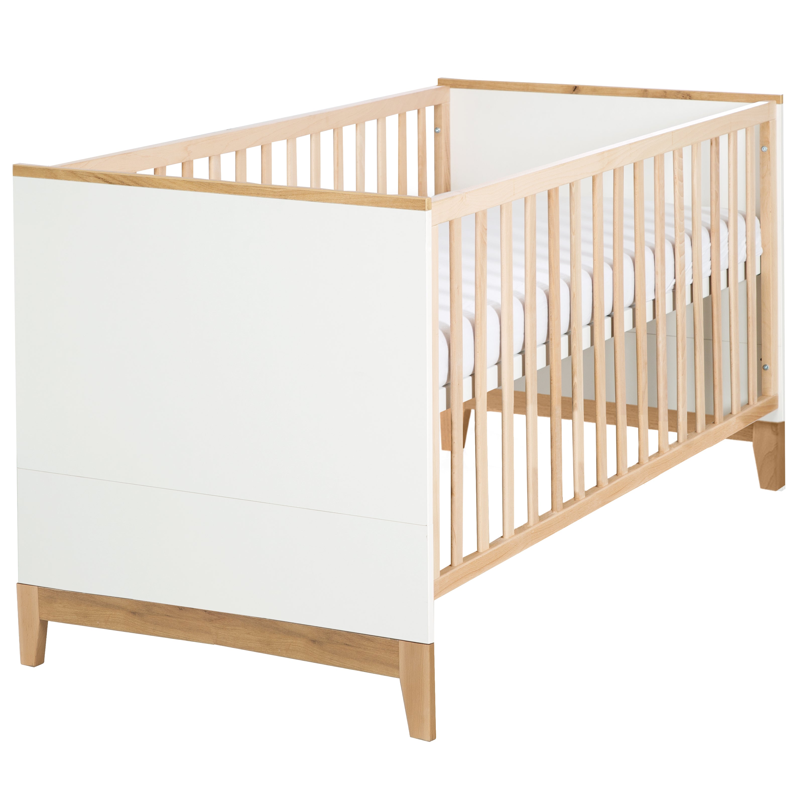 Convertible Cot Bed 'Finn', 70 x 140 cm, Height-Adjustable, 3 Drop-Down Slats, Convertible – Cutout (1/6)