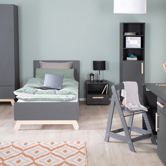 Letto per ragazzi 'Jara' 90 x 200 cm - Decoro antracite - Piedini in legno massello-faggio – Foto d'ambiente (5/9)