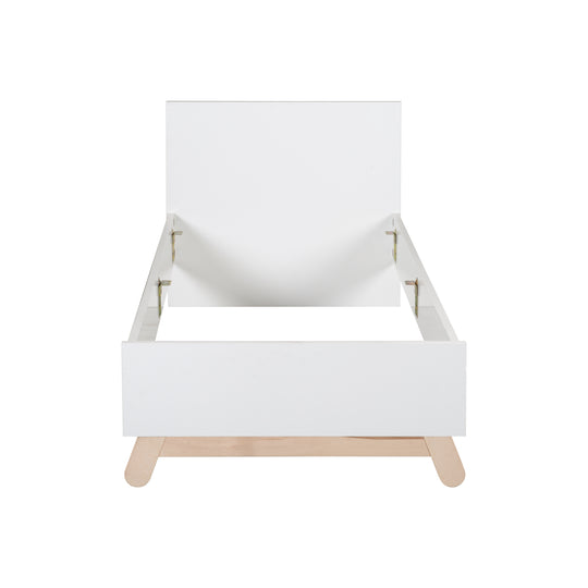 Youth Bed 'Clara' 90 x 200 cm - Decor White - Feet Made of Solid Wood-Beech – Cutout (3/9)