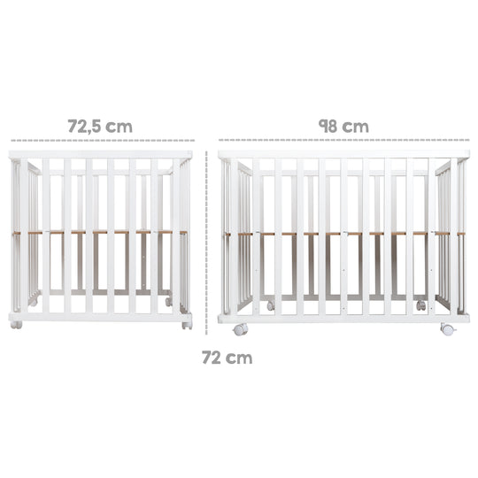 Playpen 'Adam & Owl', 75 x 100 cm, Play Pen incl. Protective Insert & Castors, Wood White – Infographic (4/6)