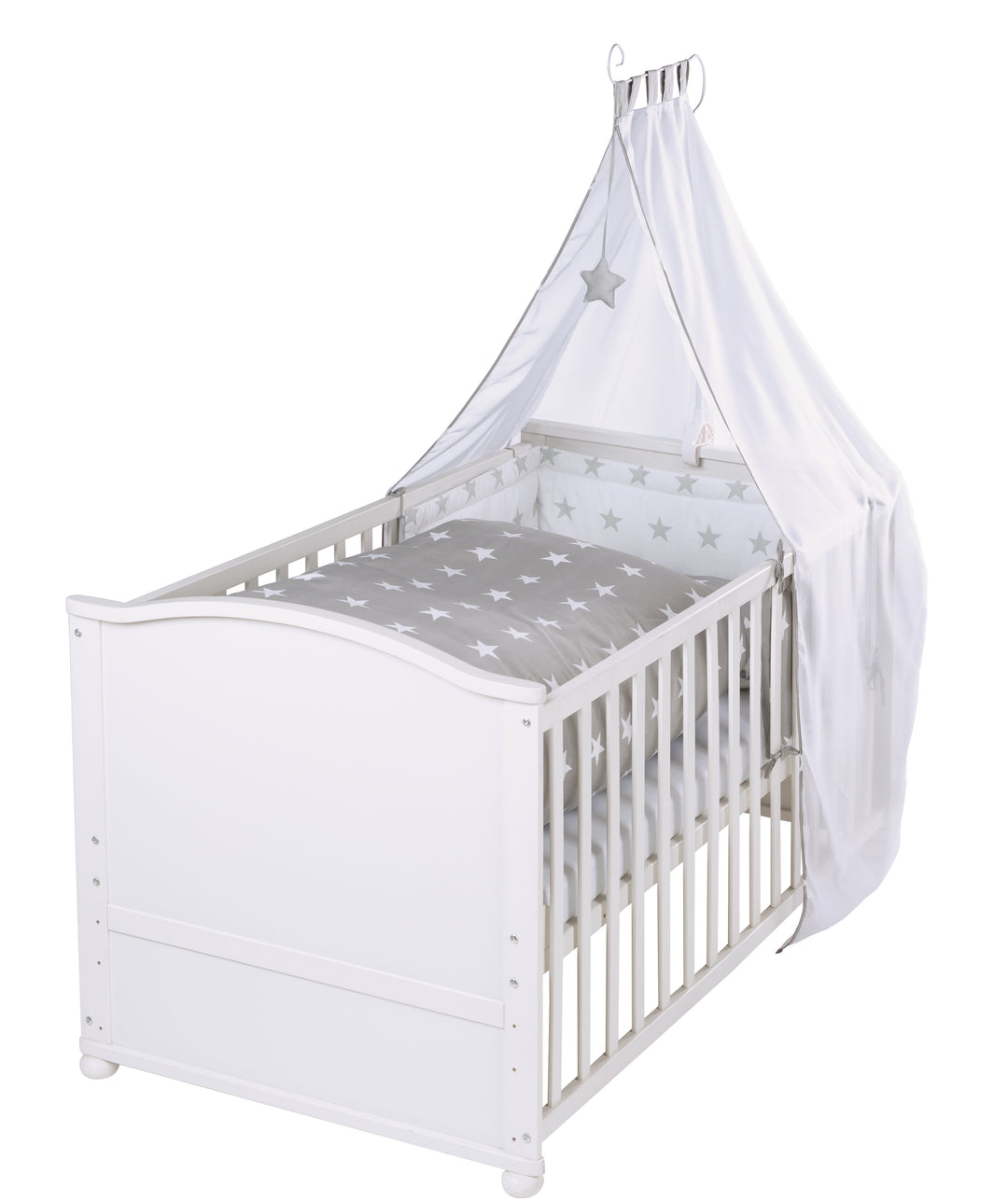 Complete Bed Set 'Little Stars', 70 x 140 cm, Convertible, incl. Bedding, Canopy, Nest Bumper & Mattress – Cutout (22/22)