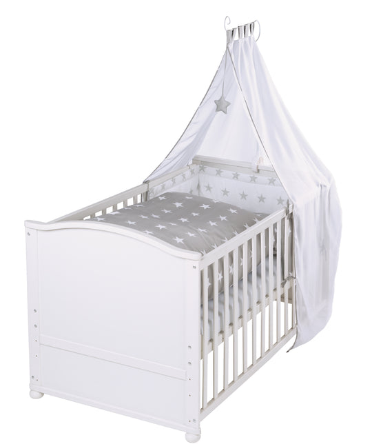 Complete Bed Set 'Little Stars', 70 x 140 cm, Convertible, incl. Bedding, Canopy, Nest Bumper & Mattress – Cutout (22/22)