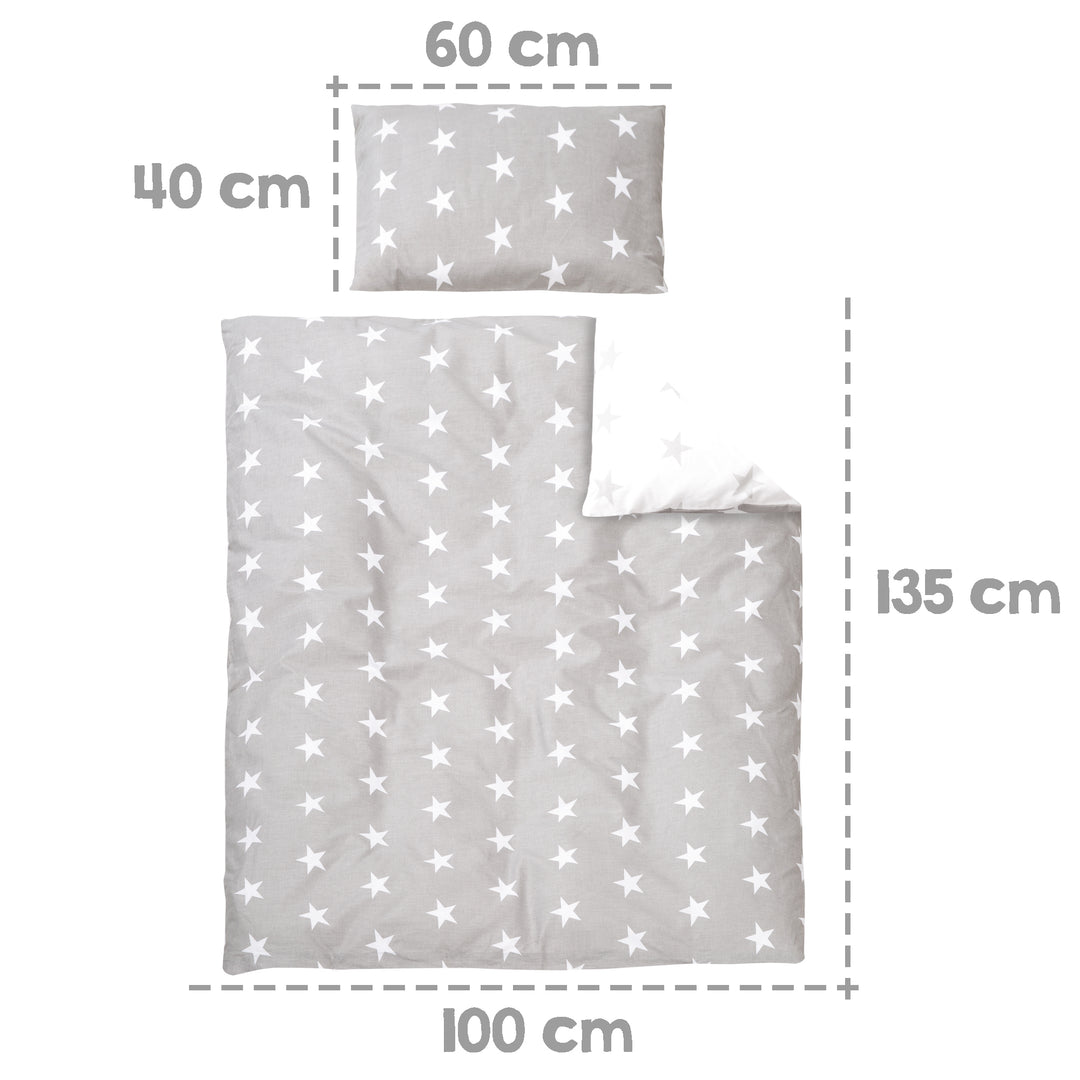 Complete Bed Set 'Little Stars', 70 x 140 cm, Convertible, incl. Bedding, Canopy, Nest Bumper & Mattress – Infographic (9/22)