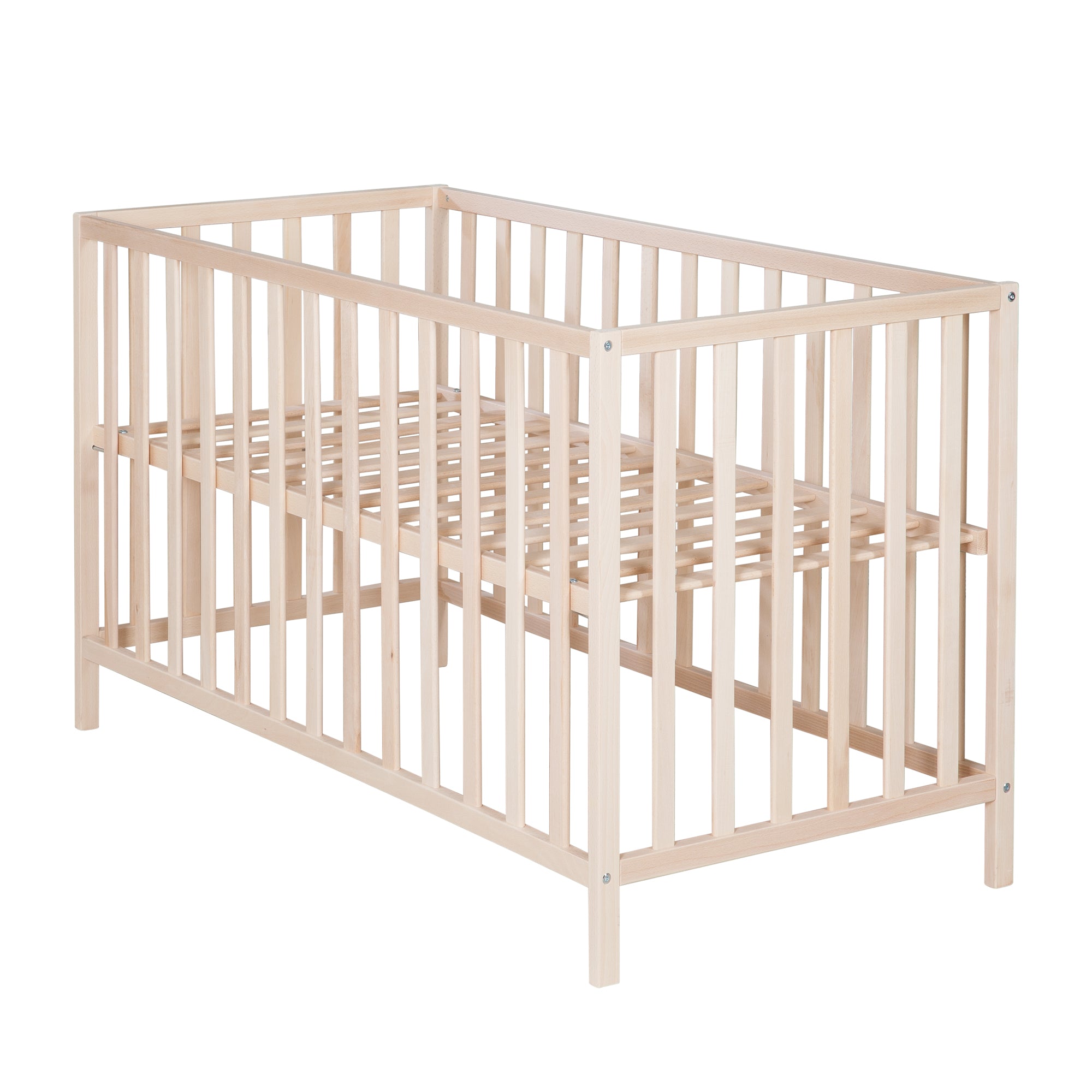Cama infantil 'Cosi' 60 x 120 cm, en haya-madera maciza, natural, 3posiciones regulable en altura – Recorte (1/11)