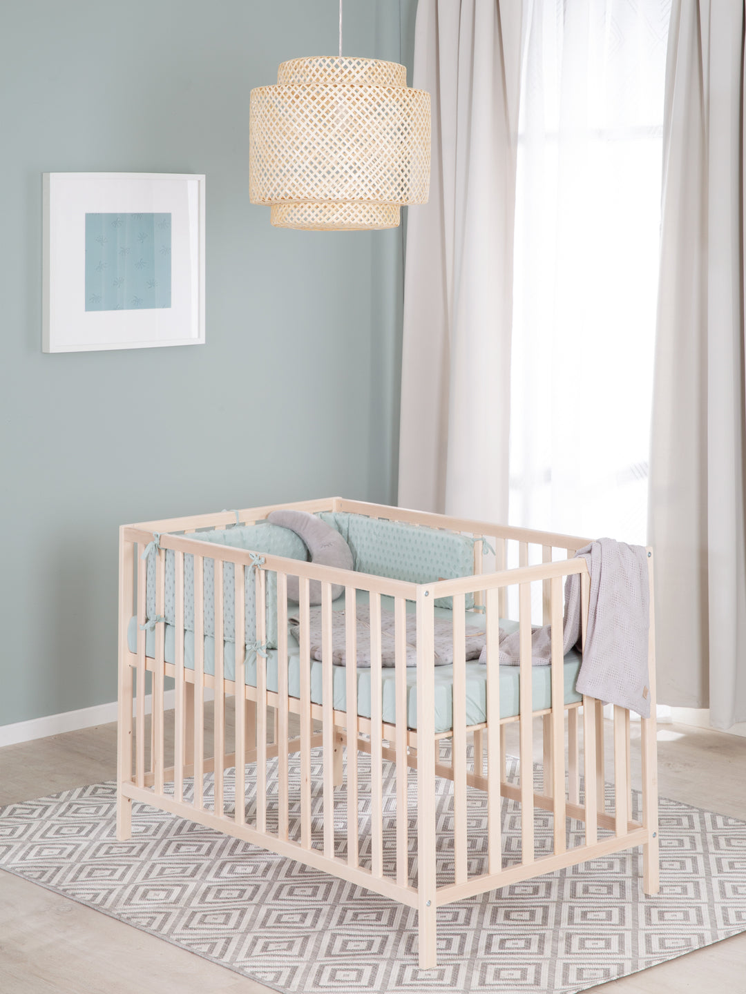 Cama infantil 'Cosi' 60 x 120 cm, en haya-madera maciza, natural, 3posiciones regulable en altura – Foto ambientada (6/11)
