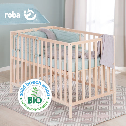 Cama infantil 'Cosi' 60 x 120 cm, en haya-madera maciza, natural, 3posiciones regulable en altura – Infografía (4/11)