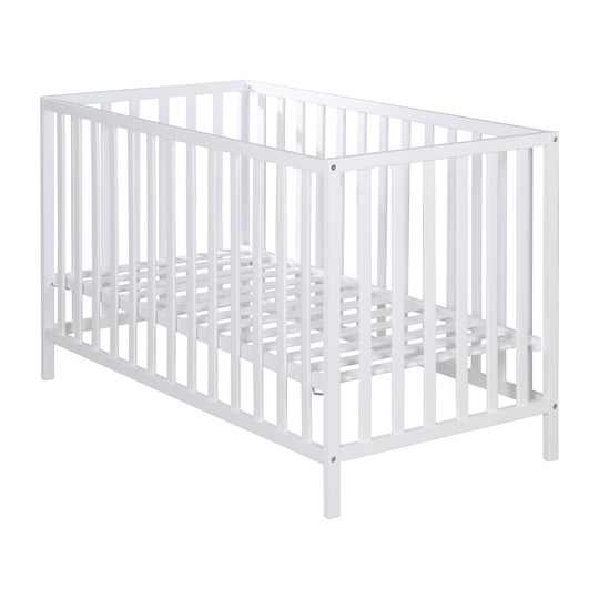 Letto per bambini 'Cosi' 60 x 120 cm, in faggio-legno massello, bianco laccato, 3posizioni regolabile in altezza – Ritaglio (6/10)