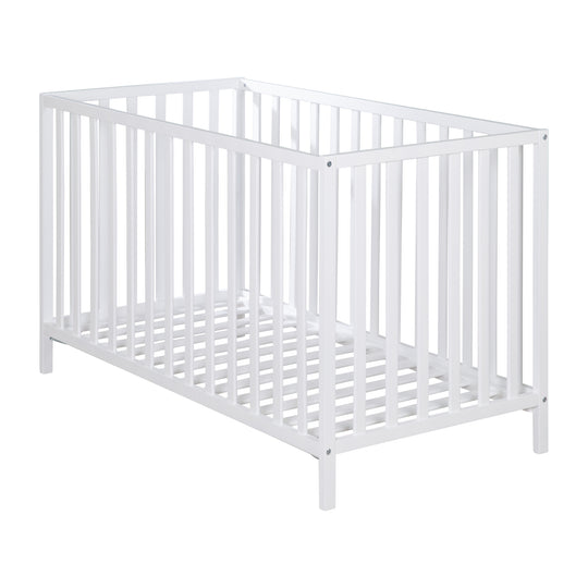 Letto per bambini 'Cosi' 60 x 120 cm, in faggio-legno massello, bianco laccato, 3posizioni regolabile in altezza – Ritaglio (9/10)