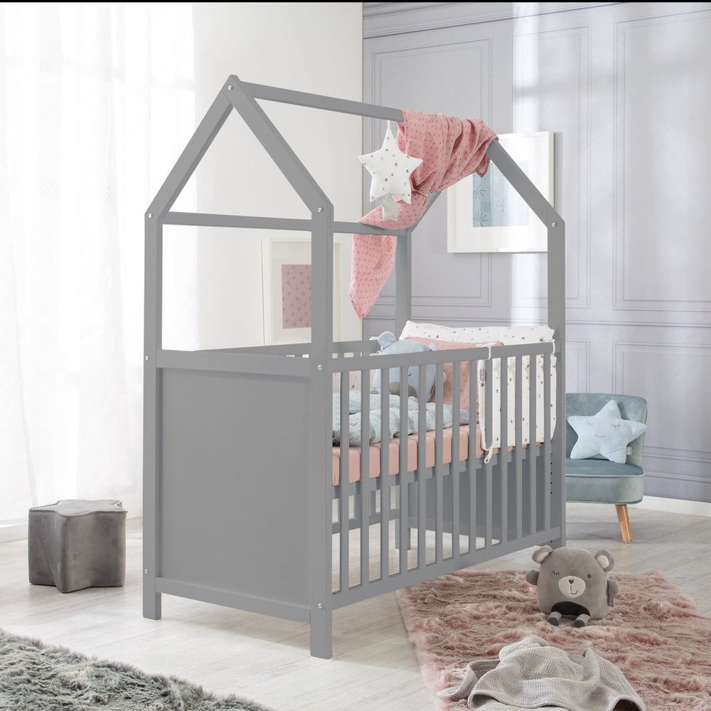 Hausbett 60 x 120 cm, FSC zertifiziert, taupe, 6-fach verstellbar, als Baby- & Beistellbett geeignet – Milieubild (2/13)