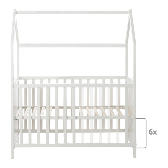 Letto a casetta 60 x 120 cm, certificato FSC, bianco, 6posizioni regolabile, come lettino da co-sleeping adatto – Infografica (7/17)