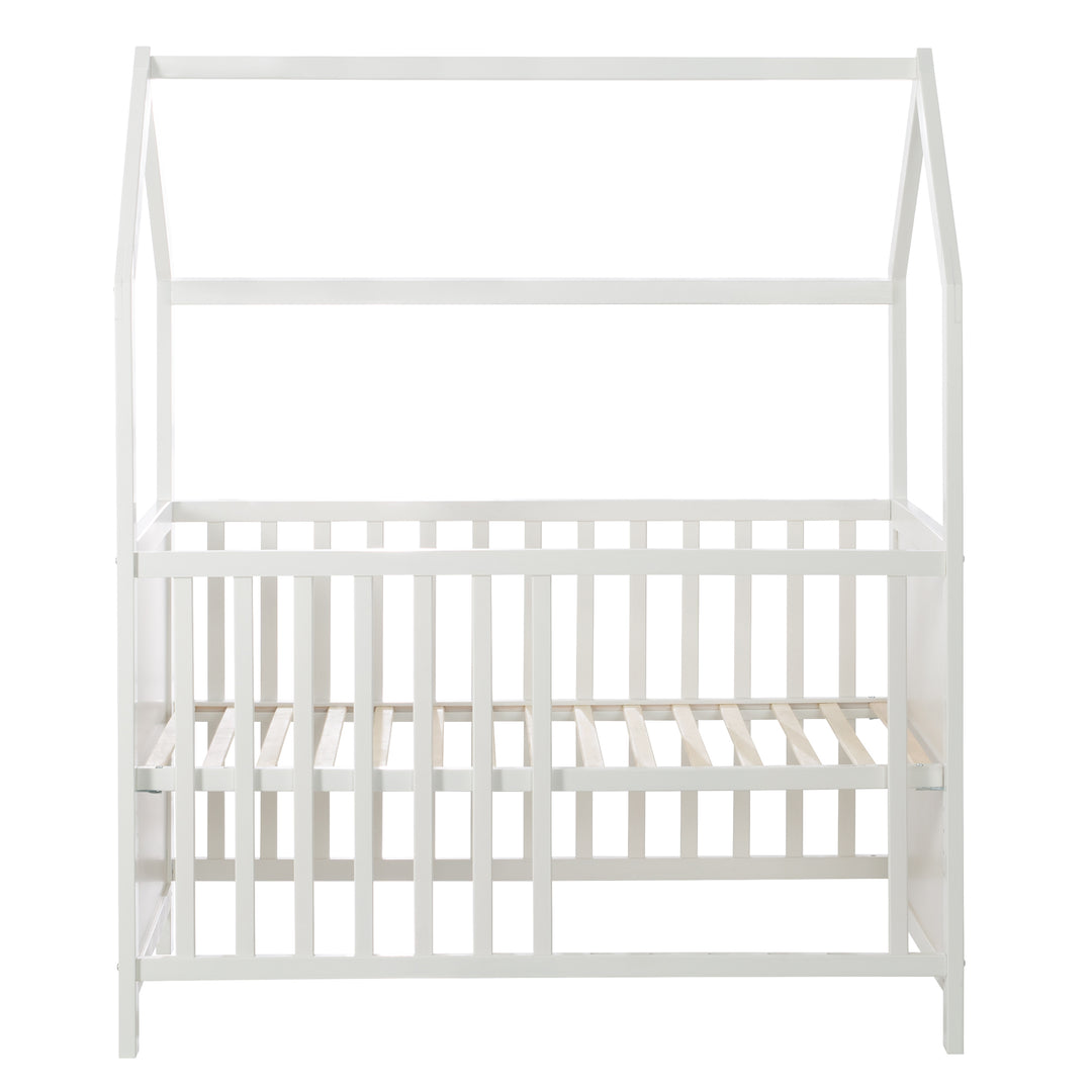 Letto a casetta 60 x 120 cm, certificato FSC, bianco, 6posizioni regolabile, come lettino da co-sleeping adatto – Ritaglio (10/17)