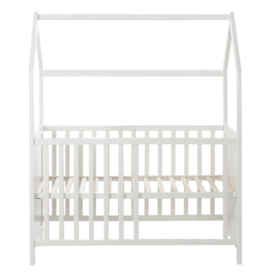 Letto a casetta 60 x 120 cm, certificato FSC, bianco, 6posizioni regolabile, come lettino da co-sleeping adatto – Ritaglio (10/17)