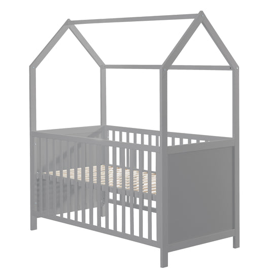 Hausbett 70 x 140 cm, FSC zertifiziert, Kombi-Kinderbett, taupe, 3-fach verstellbar, umbaubar – Freisteller (1/7)