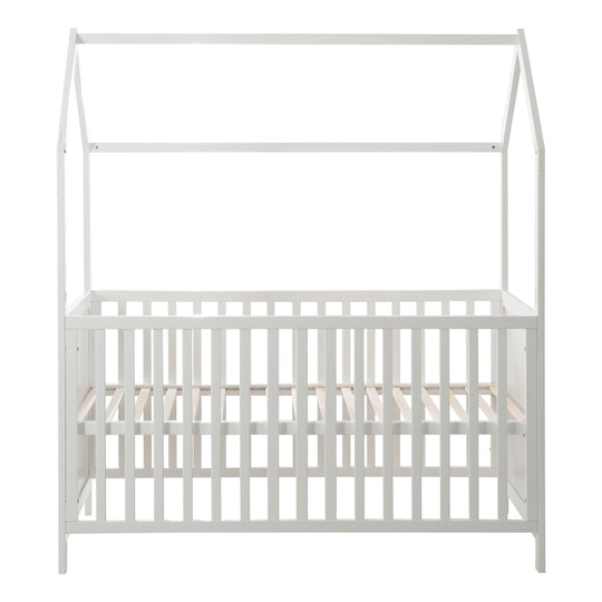 Hausbett 70 x 140 cm, FSC zertifiziert, Kombi-Kinderbett, weiß, 3-fach verstellbar, umbaubar – Freisteller (9/11)