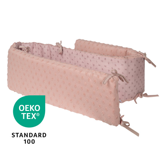 Organic riduttore paracolpi 'Lil Planet' per letti 60 x 120 - 70 x 140 cm - Cotone biologico - Rosa – Infografica (6/7)