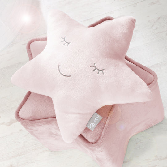 Cuddly Cushion Star 'roba Style', Pink/Mauve, Fluffy Decorative Cushion for Baby- & Children's Room – Lifestyle Image (2/7)