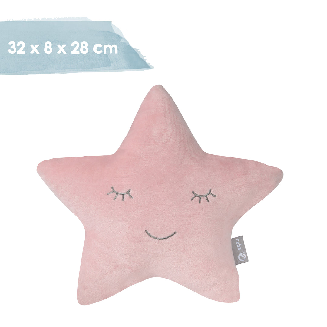 Cuddly Cushion Star 'roba Style', Pink/Mauve, Fluffy Decorative Cushion for Baby- & Children's Room – Infographic (7/7)