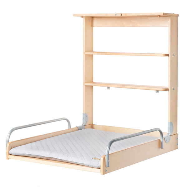 Wandwickelregal in Natur mit Wickelauflage 'roba Style grau'