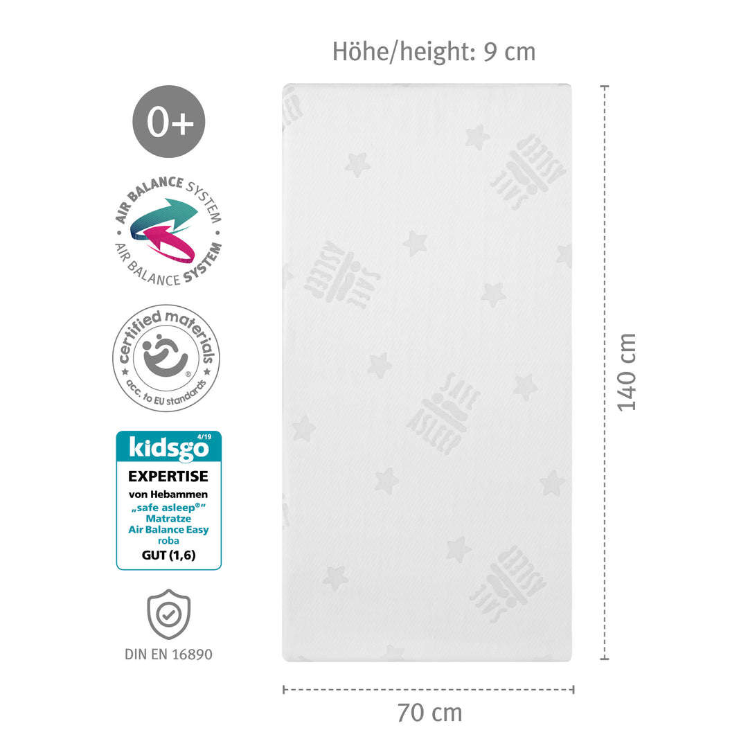 Babybettmatratze 'safe asleep®', AIR BALANCE EASY, 70 x 140 x 9 cm, für optimales Schlafklima – Produktbild (12/16)
