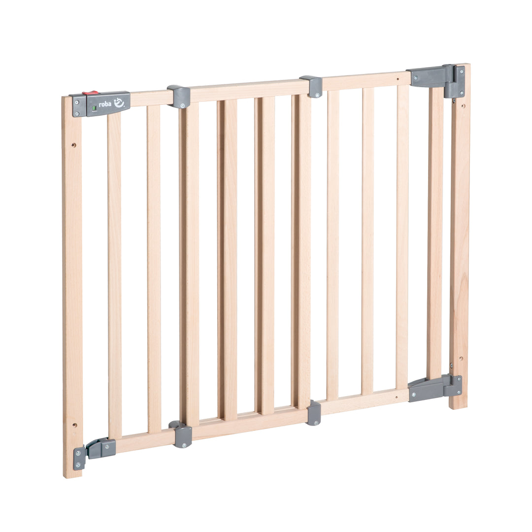 Türschutzgitter 'Safety Up', Schutzgitter mit Ampelfunktion, Buche massiv, 70 - 118,5 cm – Produktbild (1/7)