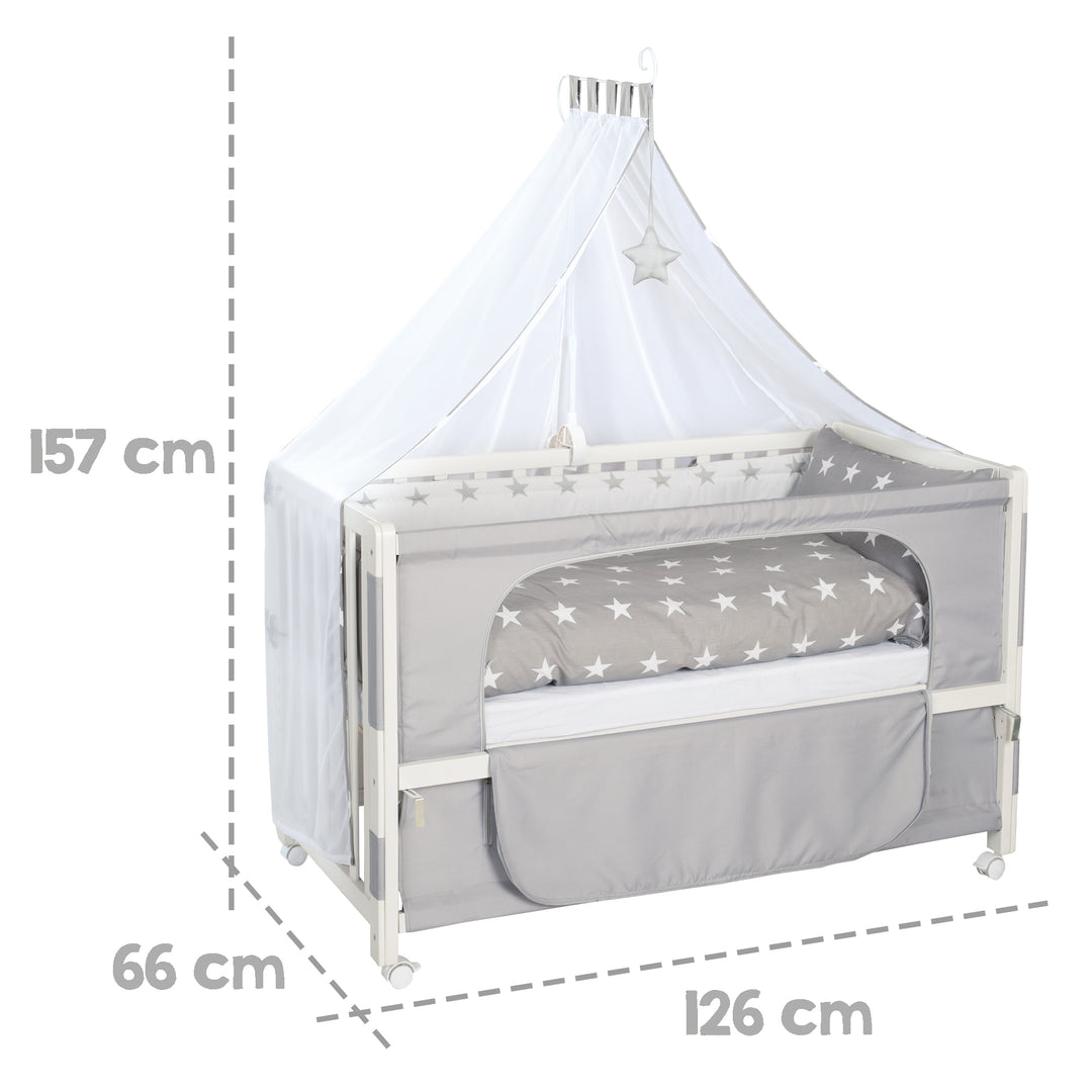 Room bed 'Little Stars', 60 x 120 cm, lettino da co-sleeping per letto matrimoniale con completo dotazione – Infografica (4/8)