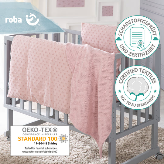 Organic coffret cadeau 'Lil Planet' rose/mauve, linge de lit biologique, -Drap-housse & -couverture, GOTS – Photo du produit (3/4)