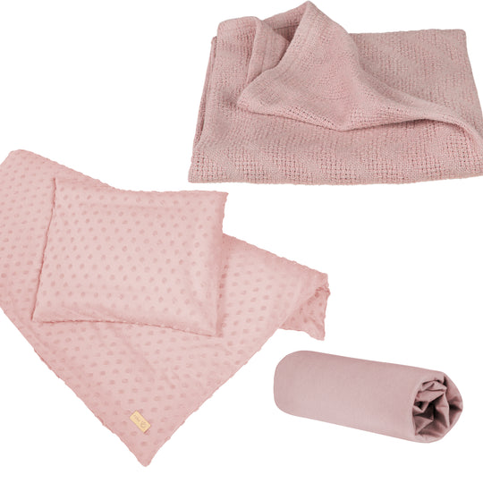 Organic coffret cadeau 'Lil Planet' rose/mauve, linge de lit biologique, -Drap-housse & -couverture, GOTS – Détourage (1/4)