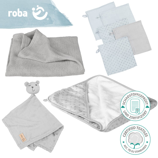 Organic set regalo 'Lil Planet' - Asciugamano, guanto di spugna, copertina coccola & coperta - Grigio argento – Ritaglio (3/3)