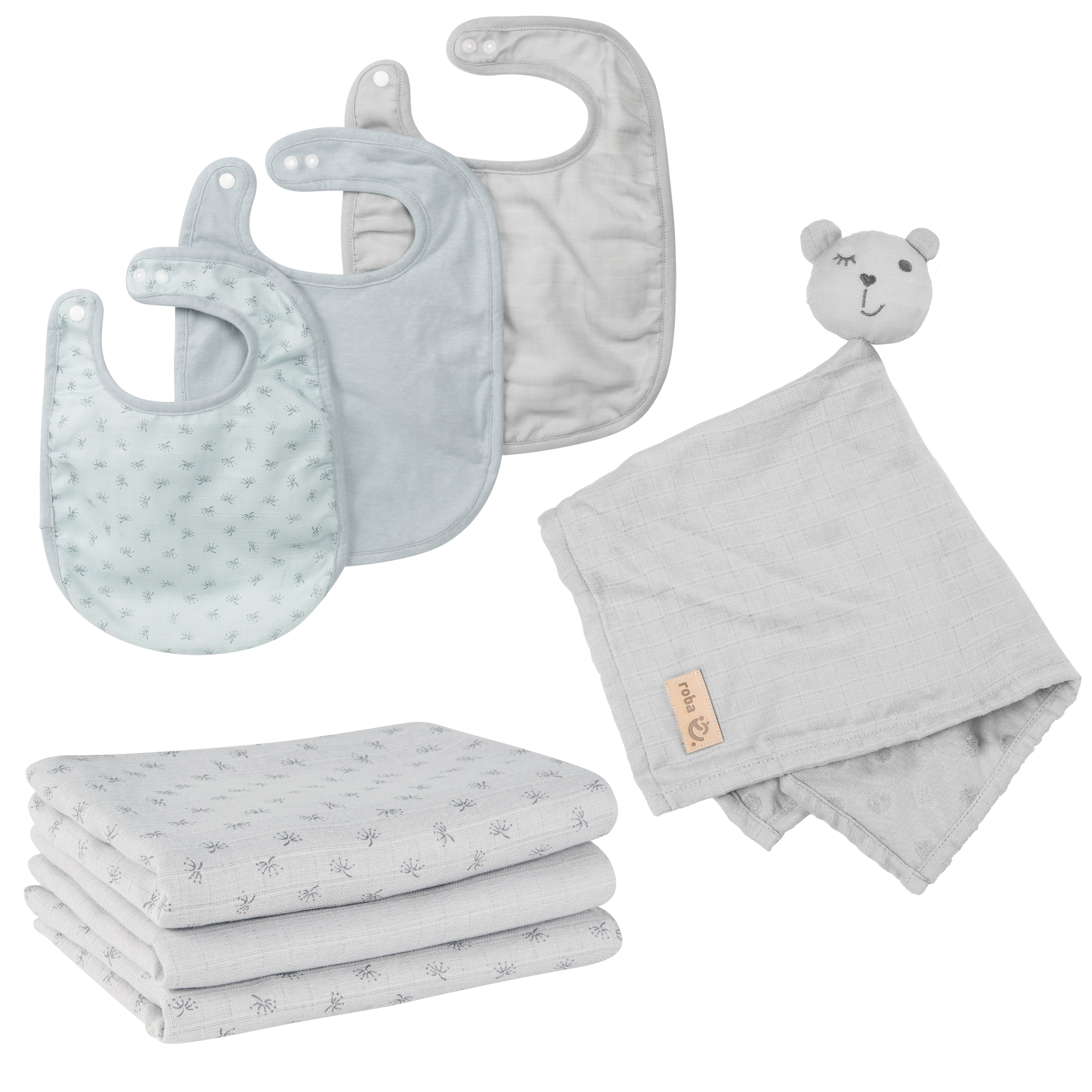 Organic coffret cadeau bébé essentials 'Lil Planet' gris argenté en coton biologique, GOTS certifié – Détourage (1/4)