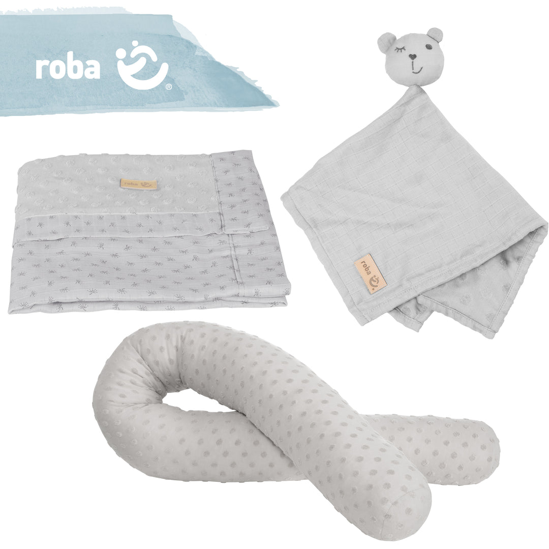 Organic Geschenkset 'Lil Planet' silbergrau, Bio-Bettschlange, -Decke & -Schmusetuch – Produktbild (4/4)