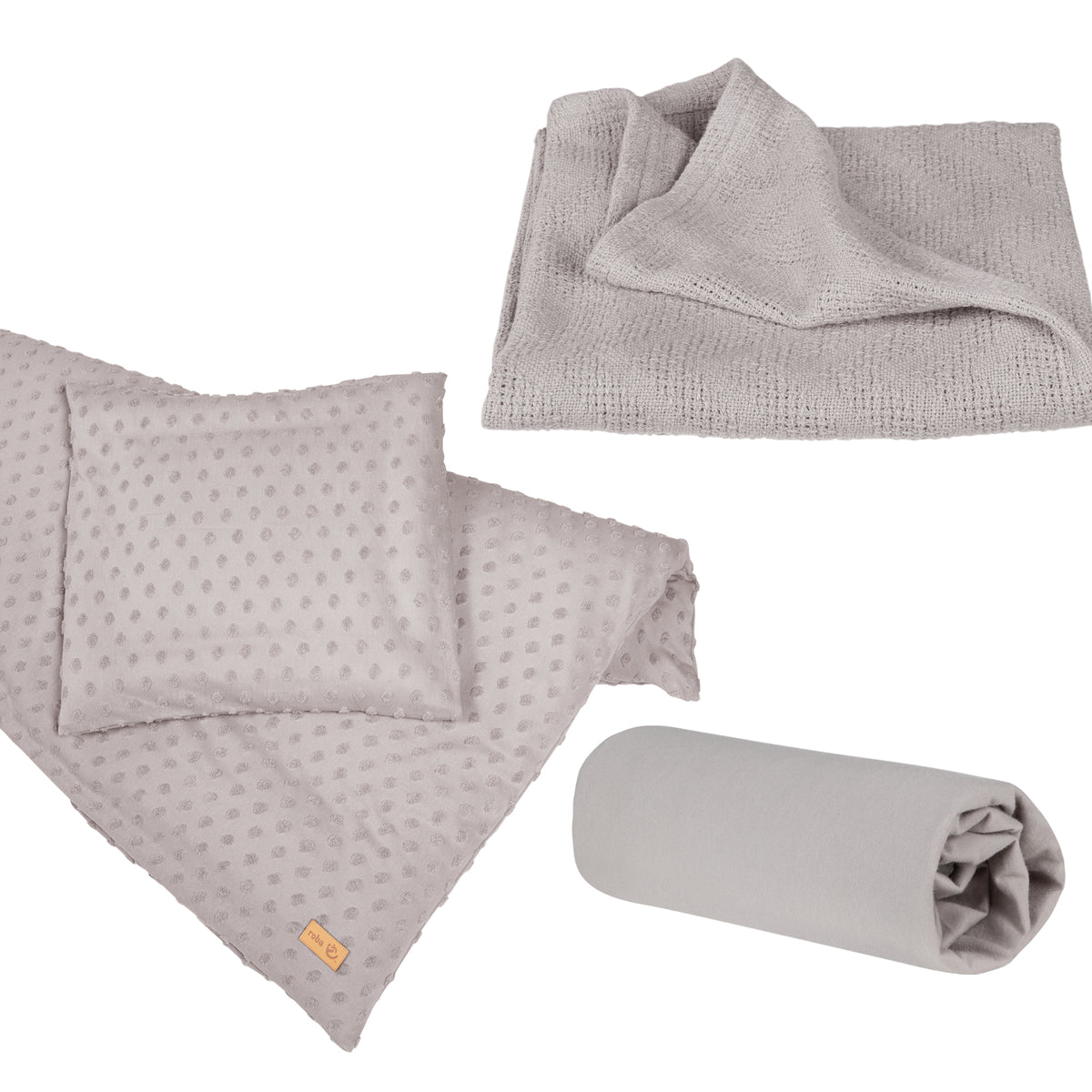 Organic set de regalo 'Lil Planet' gris plata, ropa de cama orgánica, -Sábana bajera ajustable & -Manta para bebé, GOTS – Recorte (1/4)