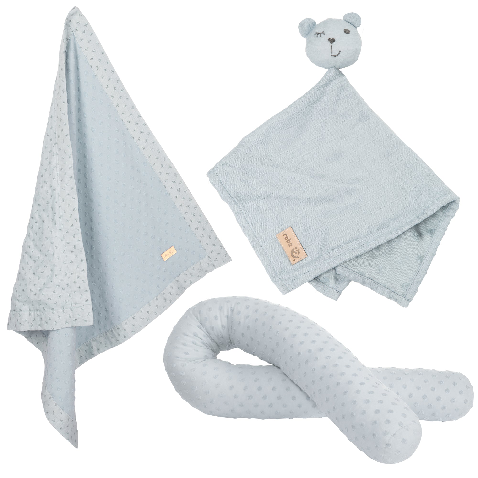 Organic coffret cadeau 'Lil Planet' bleu clair, boudin de lit biologique, -couverture & -Doudou – Photo du produit (1/4)