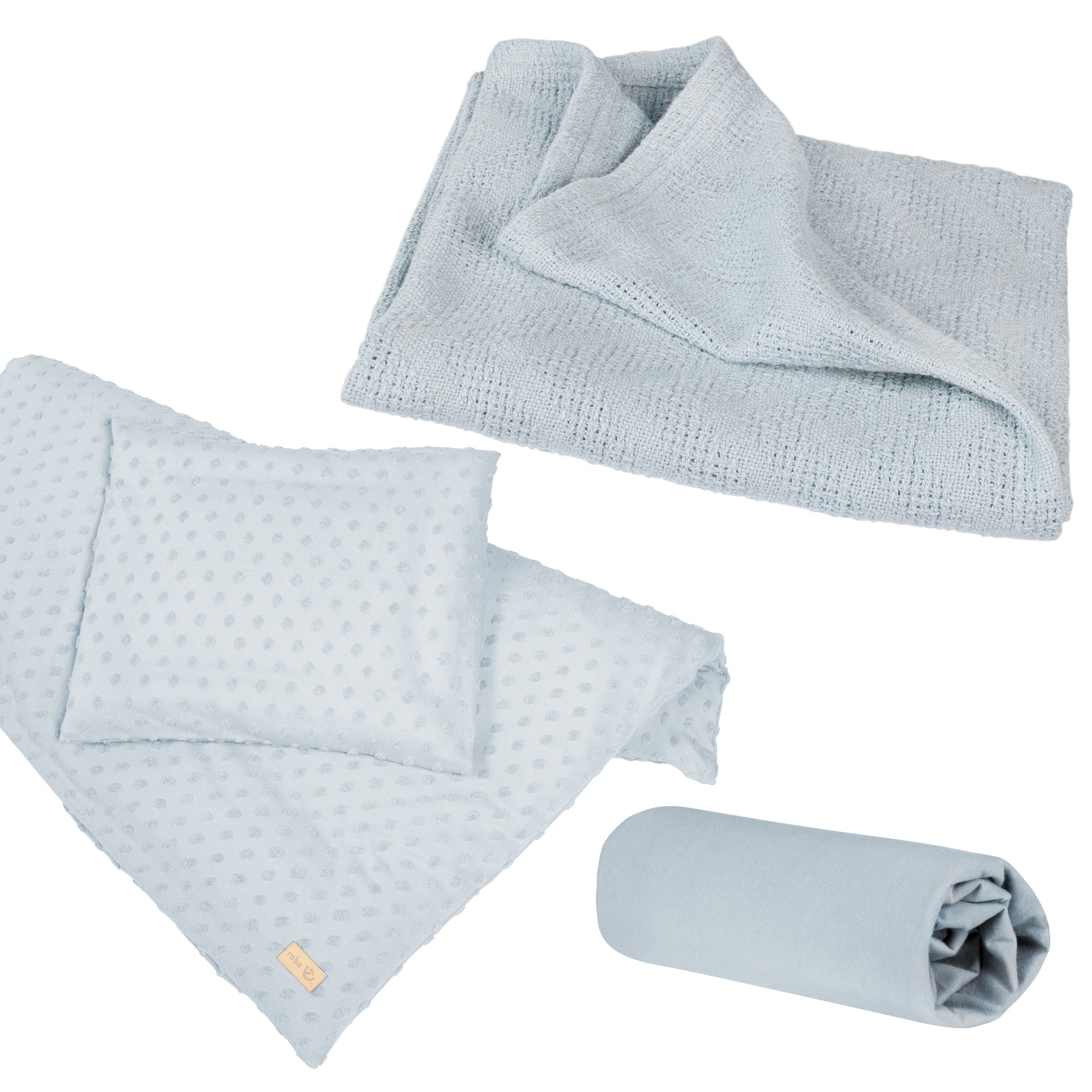 Organic coffret cadeau 'Lil Planet' bleu clair/ciel, linge de lit biologique, -Drap-housse & -couverture, GOTS – Détourage (1/3)