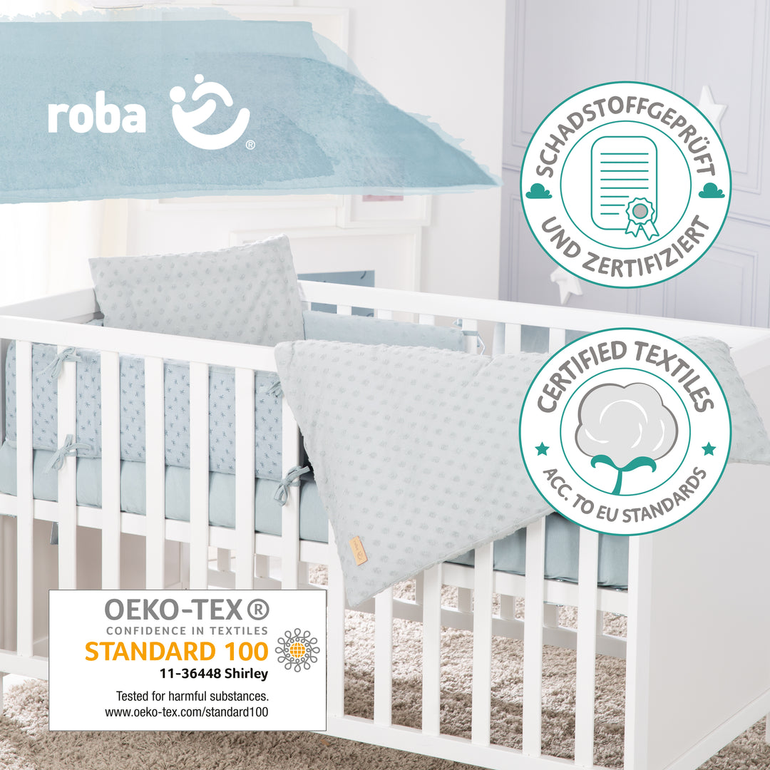 Organic Gift Set 'Lil Planet' Light Blue/Sky, Organic Bedding, Bed Sheet & Cot Bumper – Product Image (3/4)