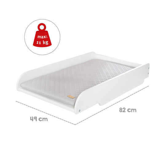 Wickelplatte weiß inkl. Wickelauflage 'roba Style', zum Aufsetzen auf Baby- & Kinderbetten – Infografik (4/7)