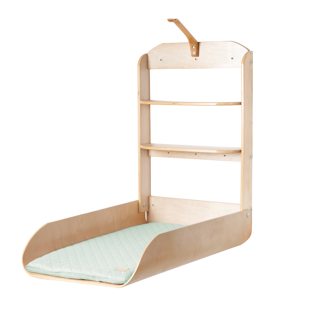 Wandwickelregal aus Formholz + Wickelauflage 'roba Style frosty green' – Freisteller (1/7)