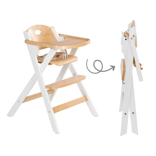 Klapphochstuhl 'Fold Up Smart' - Space-Saving & Foldable, Baby- & Kinderhochstuhl, Wood Natural/White – Infographic (3/6)
