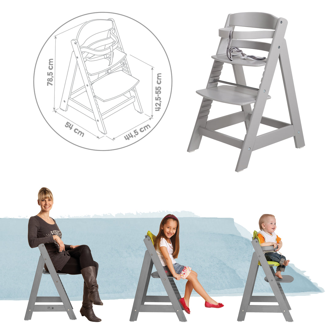 Treppenhochstuhl 'Sit Up III', mitwachsend vom Baby- bis Jugendstuhl, taupe, mit Sitzverkleinerer – Infografik (8/9)